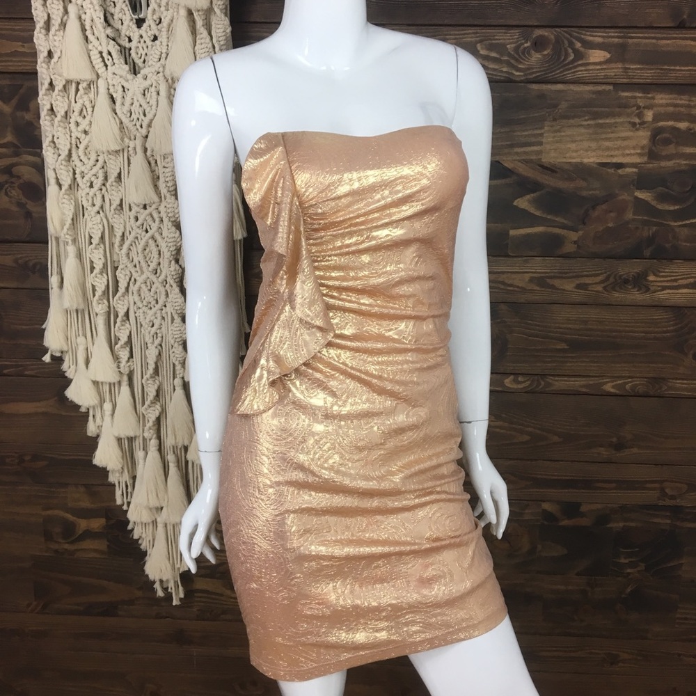 Hailey Logan‎ | Rose Gold Metallic Ruffle Dress